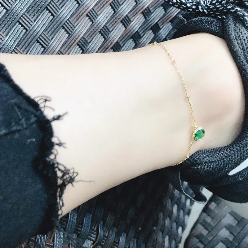 Flyleaf Простой Круглый Кубический цирконий женский браслет на лодыжку из