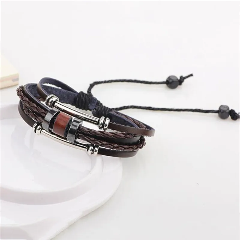 PINKSEE плетеный браслет из искусственной кожи регулируемый унисекс на руку