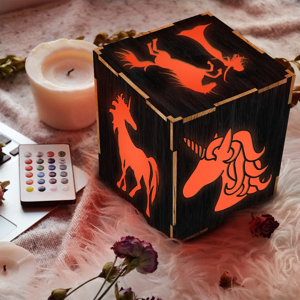 1 шт. Деревянный светильник Единорог фантазия декор комнаты цвет пеленальный