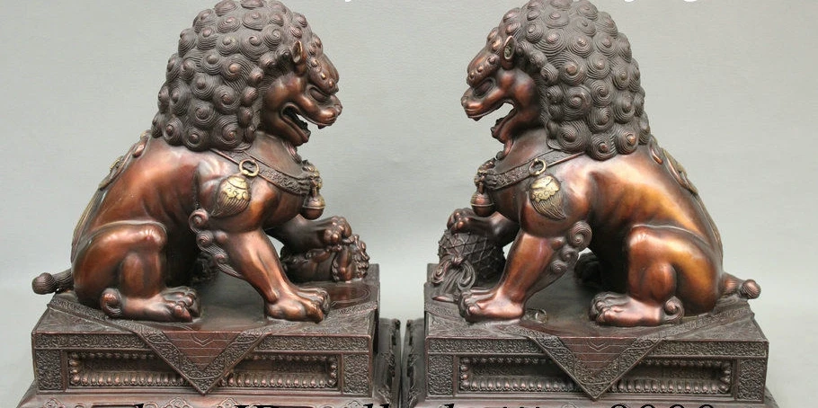 10 &quotFengShui китайская Бронзовый народный Лаки гарад собака фу дверь собаки Статуя