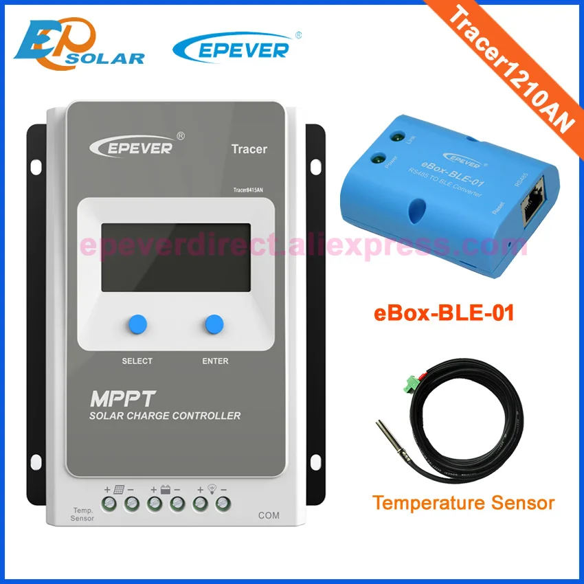 mppt controller 10A Solar tracking regulator Tracer1210AN 12V 24V auto work temperature sensor and bluetooth function BOX |