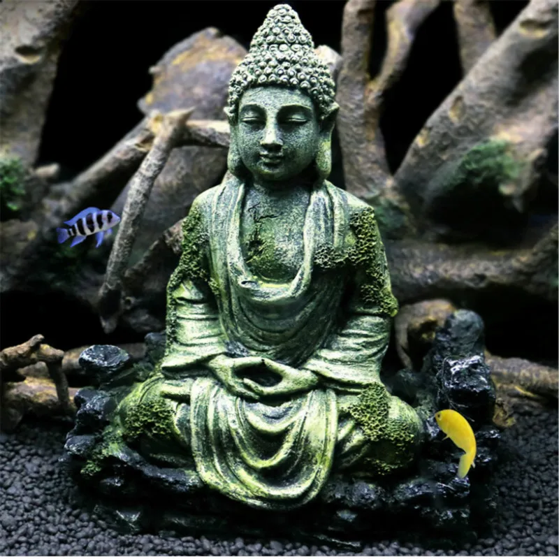 Home furnishings Ancient Buddha Statue Resin Aquarium Decoration for Fish Tank Ornament Landscap Decorative | Дом и сад