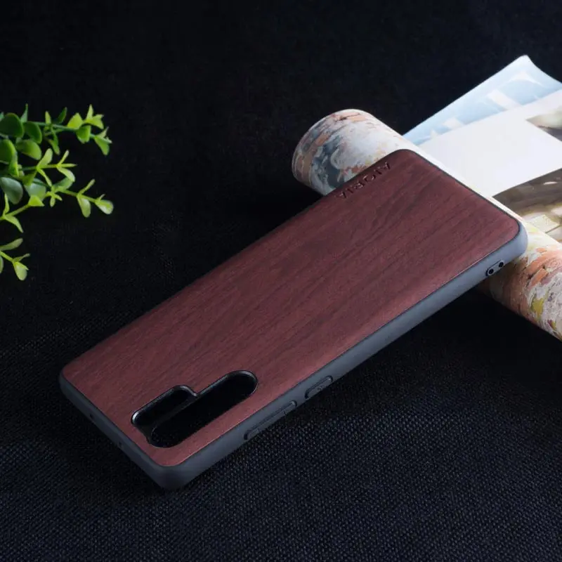Чехол с деревянным узором для huawei Honor P30 pro, TPU+ PC+ wood, кожзам, чехлы для huawei P30 Lite - Цвет: Brown