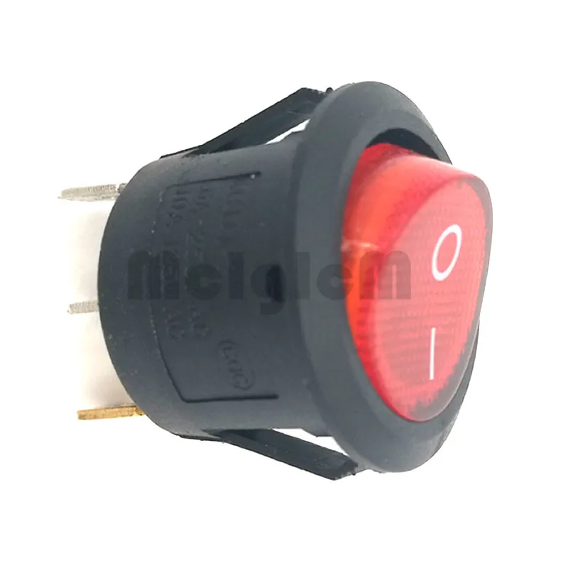 5 шт. круглый Кулисный переключатель 3 pin 250V / 10A 125V SPDT ВКЛ-ВЫКЛ оснастка с красным Led
