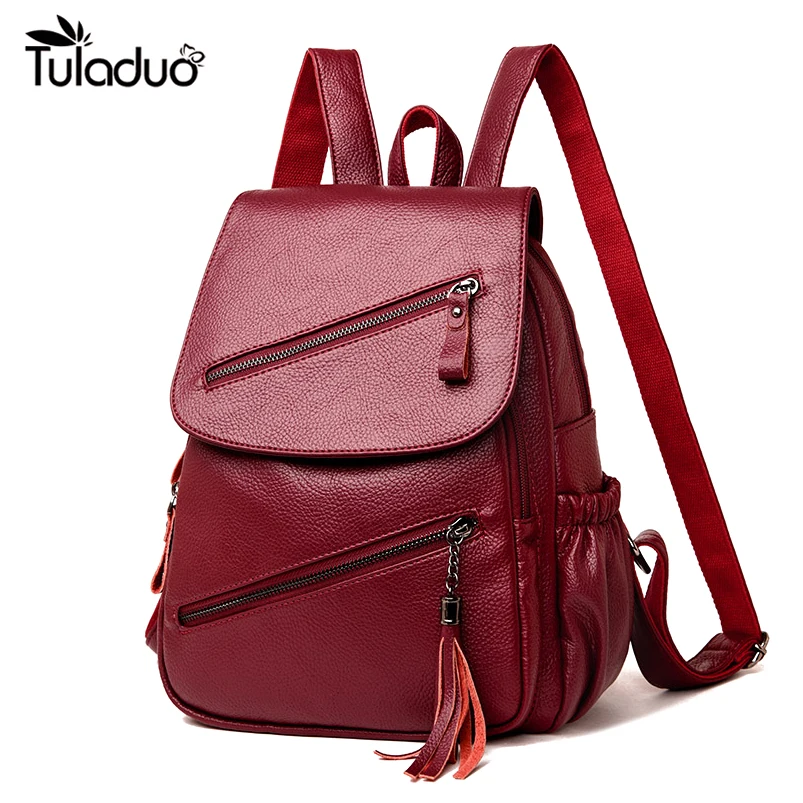 Кожаный рюкзак из натуральной коровьей кожи женская сумка на ремне ранец молнии