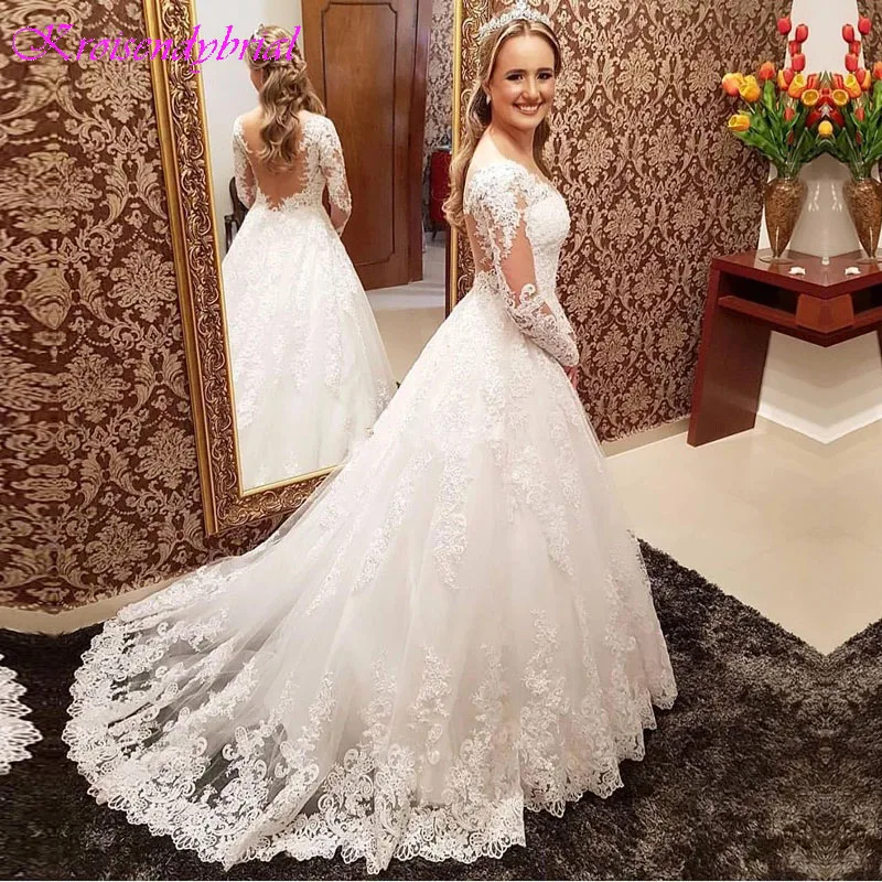 DZW287 платье трапециевидной формы с длинным рукавом из тюля кружевом и бусинами