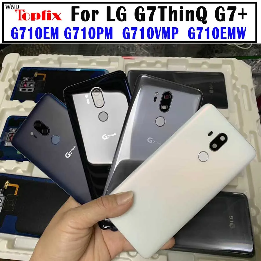 Для LG G7 ThinQ Крышка батарейного отсека Корпус с объективом камеры Стекло Touch ID G710 G710EM задняя крышка с отпечатком пальца+ логотип
