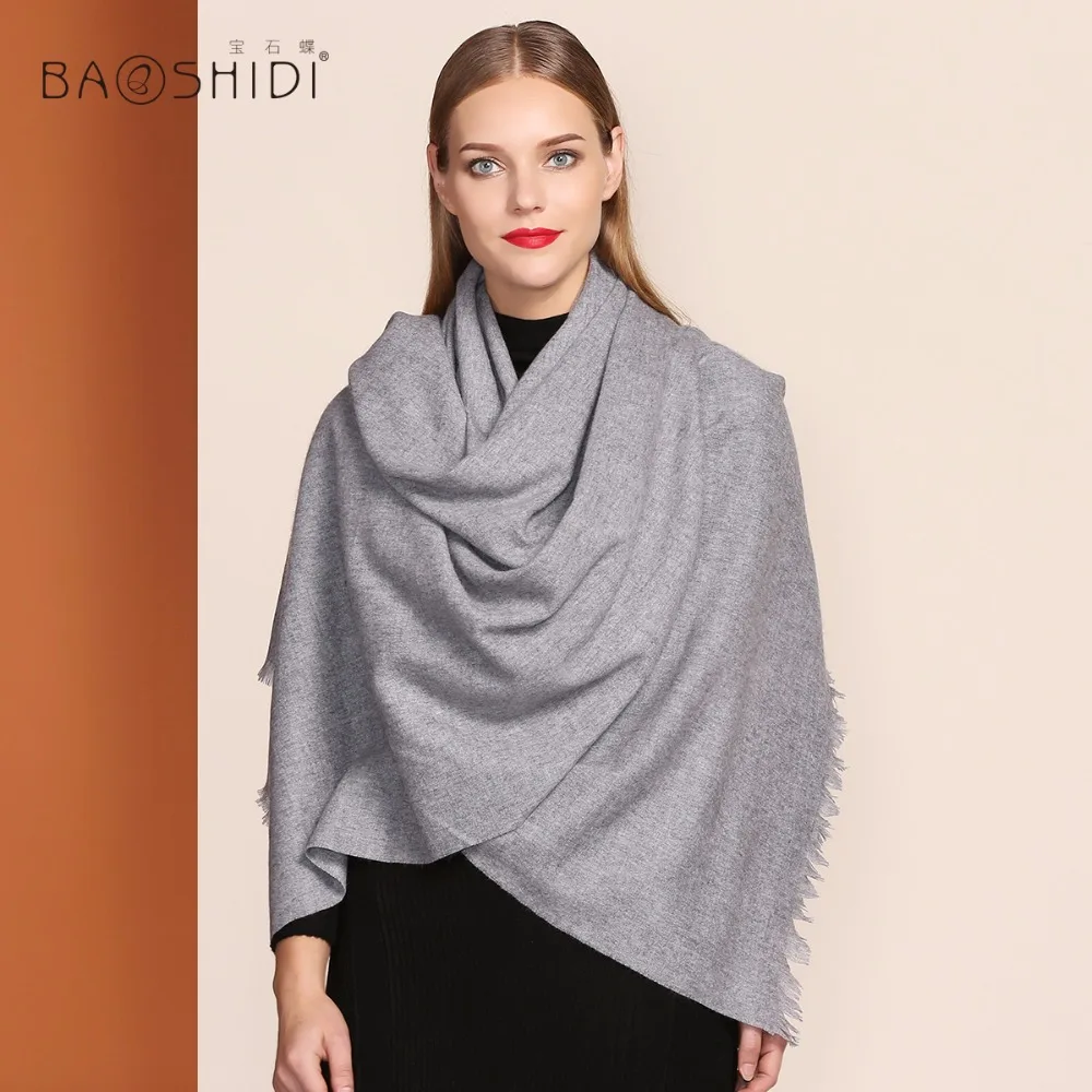[BAOSHIDI] 100% кашемировый зимний шарф роскошные брендовые шарфы для женщин модная