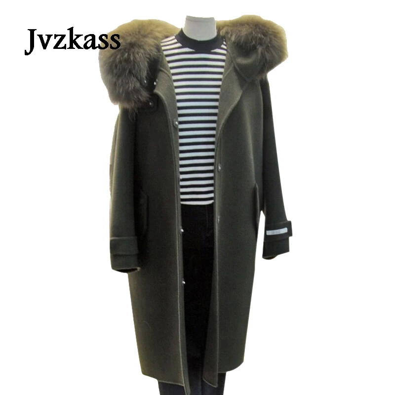 

Женское длинное пальто Jvzkass, Осеннее и зимнее пальто с меховым воротником в Корейском стиле, Z105
