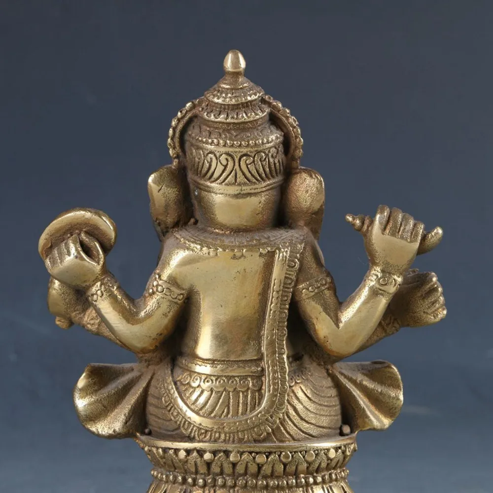 

Chinese Brass Tibetan Buddhism Handwork Carved Ganesha Statue