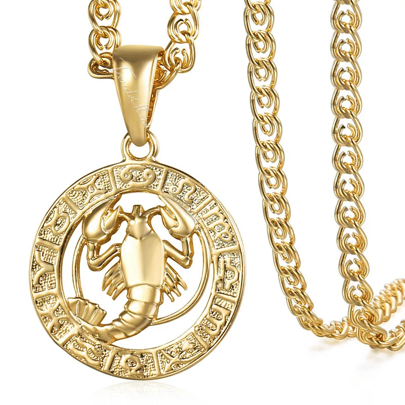 GP360 19.6inch Chain Женский кулон «Рак» Цепочки и ожерелья золотой знак зодиака, созвездие кулон для женщин ювелирные изделия подарки; ; Прямая поставка; HGP360 - Окраска металла: GP360 19.6inch Chain