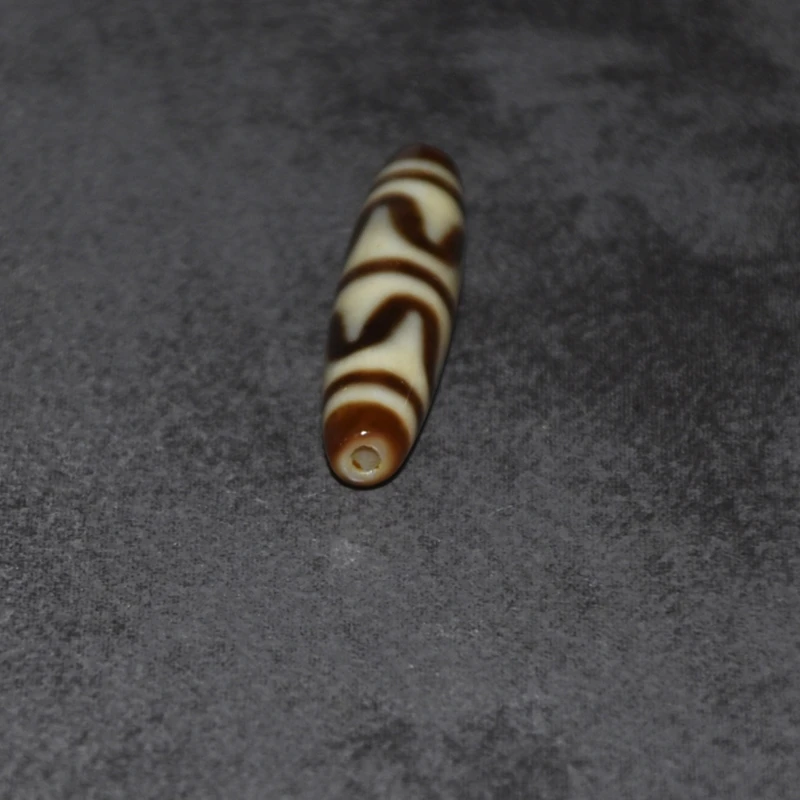 

China Tibet Old Yellow Agate Dzi 12mm*49mm Bead Double tiger teeth Pattern Totem Men&Women Jewelry DIY Free shipping