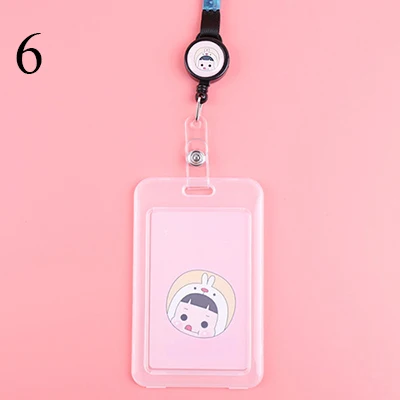 6 Cute Cartoon Cat Transparent Card ID Badge Holder Kawaii Dogs Retractable Badge Buckle Name Tag Card Holder For Gifts - Цвет: 6