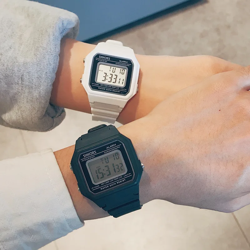 Ins super hot chic trend rectangular watch men and women students Korean version simple fashion ulzzang couple electronic | Наручные часы