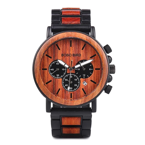 Reloj hombre BOBO BIRD мужские часы новые специальные деревянные и металлические Дизайнерские деревянные часы идеальные кварцевые часы для подарка Мужские Relogio C-P09 - Цвет: C-P09-3
