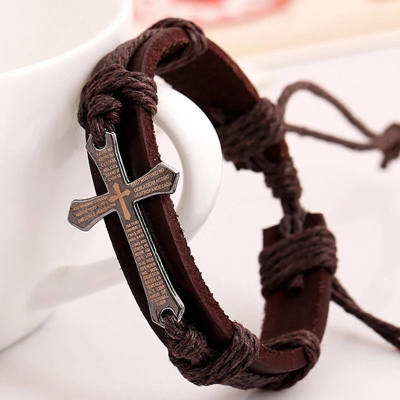 DoreenBeads модный браслет из вощеной кожи черного и коричневого цвета с