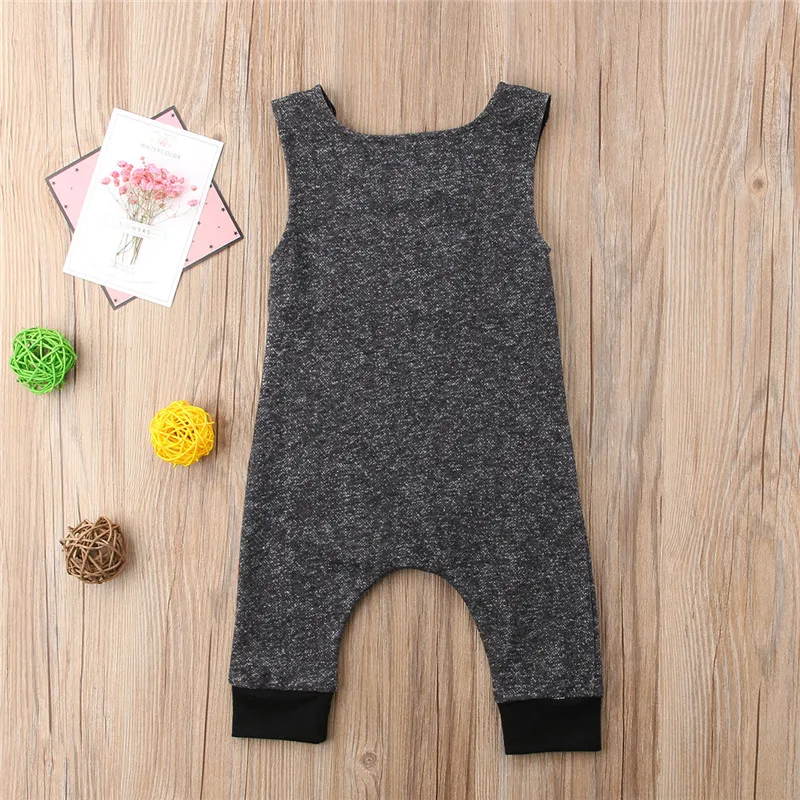 Boy Girl Clothing Summer Newborn Baby Kids Boys Girls Rompers Cotton Sleeveless Solid Gray Round Neck Cute Jumpsuit Romper |