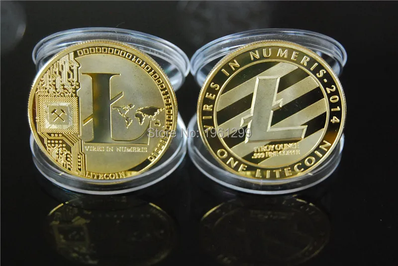 

50pcs/lot free shipping litecoin BTC bitcoin Crafts wholesale GOLD plated PPC 10 physics coin 2014 new coin copy coins