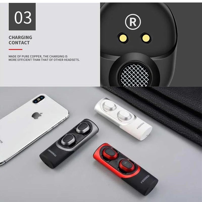 Fineblue XS стерео Беспроводная Bluetooth гарнитура наушники V5.0 двойные TWS мини с зарядным