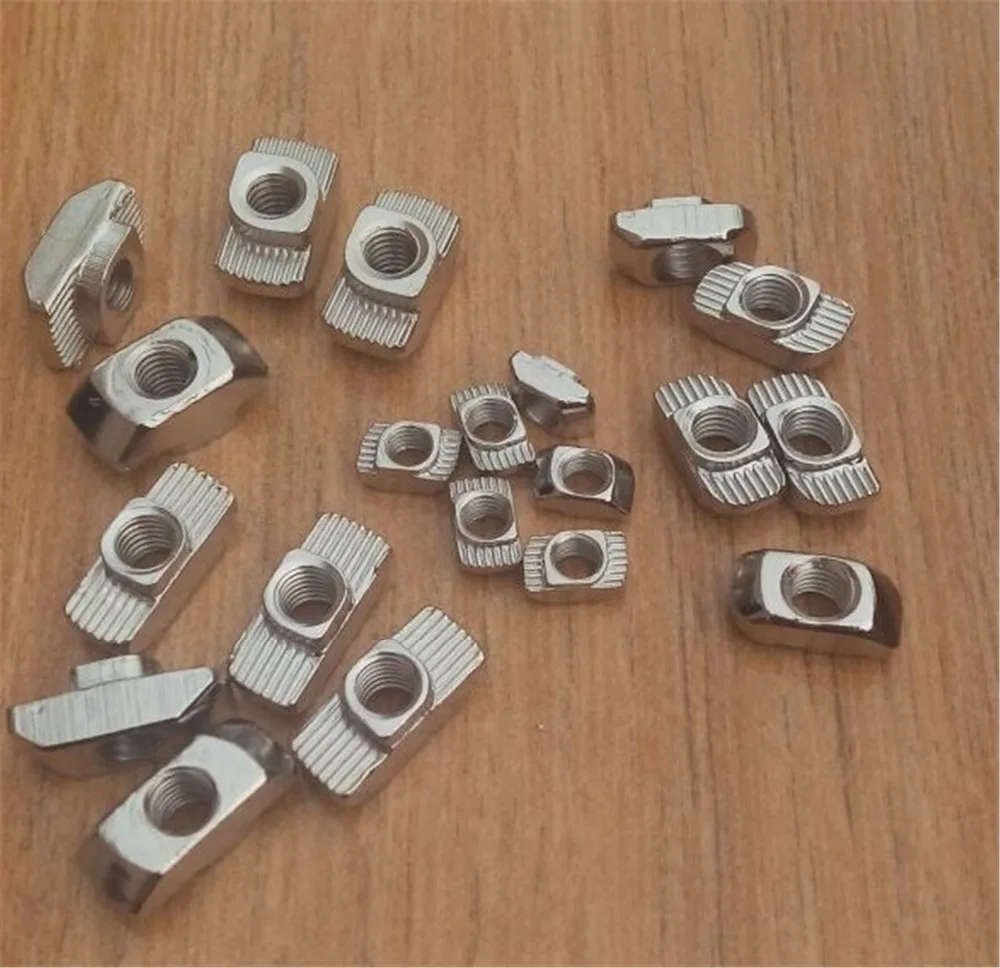 

100PCS M3 M4 M5 Hammer Nut For 2020 Aluminum Profile T Fastener Sliding Nut Nickel Plated Carbon Steel Aluminum Connector