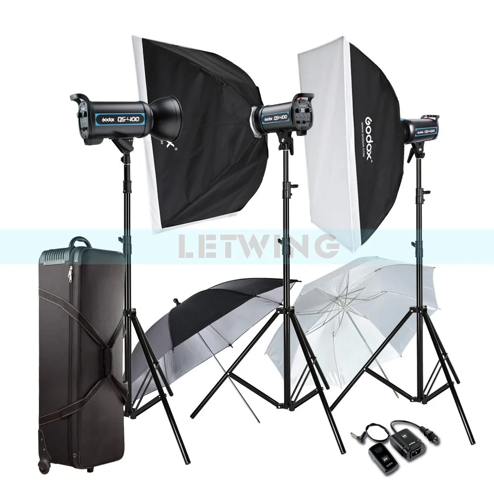 Godox 3x400 Вт Профессиональные студийные вспышки света фотографии Освещение