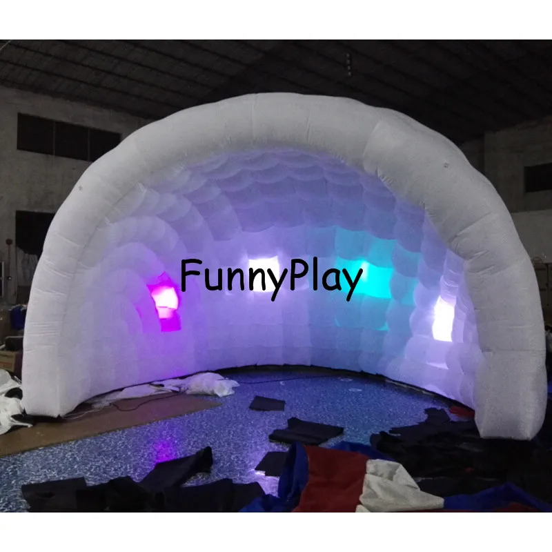 Надувные палатки igloo для продажи во дворе, большие надувные вечерние палатки, всплывающее светодиодное освещение открытый надувной купол палатки