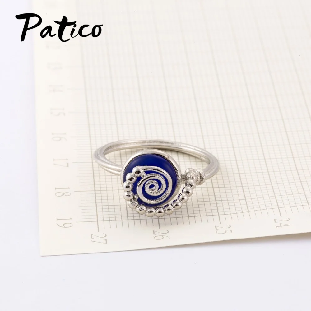 

Original 925 Sterling Silver Elegant Round Opal Stone Rings Free Shipping Whirlpool Shape Blue Stone Rings Big Sale