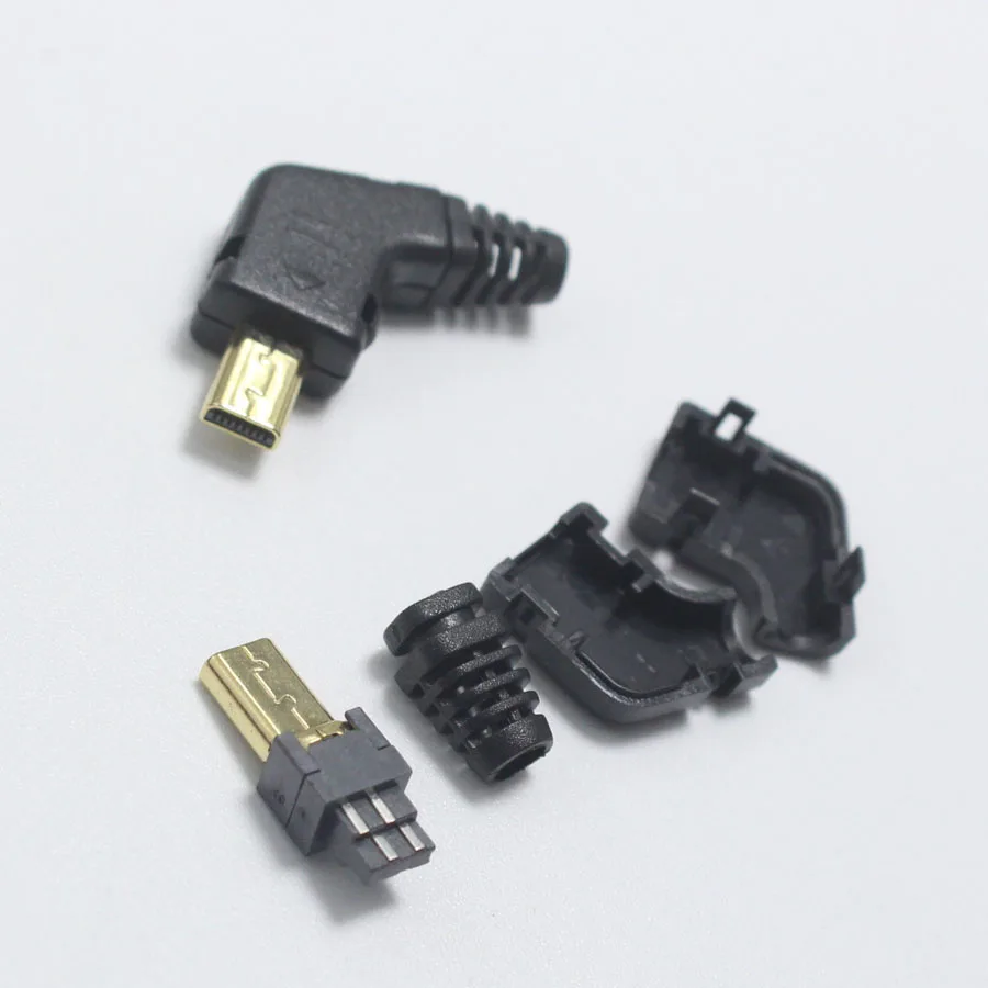 1 комплект мини-usb 8-контактный сварочный штекер 8 P позолоченный угловой разъем 4 в 1 DIY черные вилки для цифровой камеры