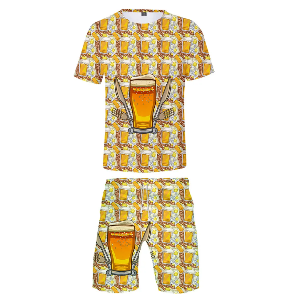 

Beer Bubble Drinks 3D Printed Two Piece Set Trendy Summer T-shirts+Casual Shorts 2019 Hot Sale Trendy Streetwear Clothes