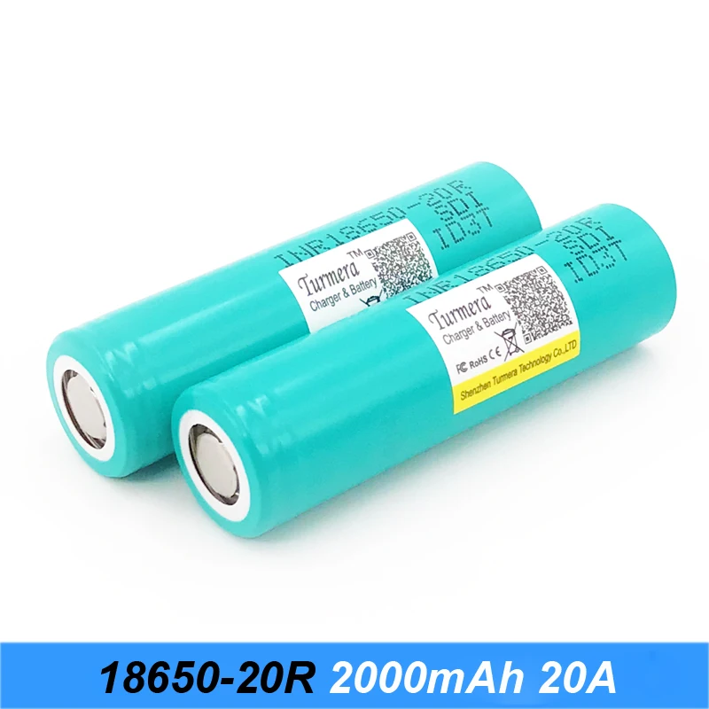 Батарея 18650 Горячая продажа 20R 3 7 V 2000 mAh 20amp Высокая скорость разрядки INR18650 для