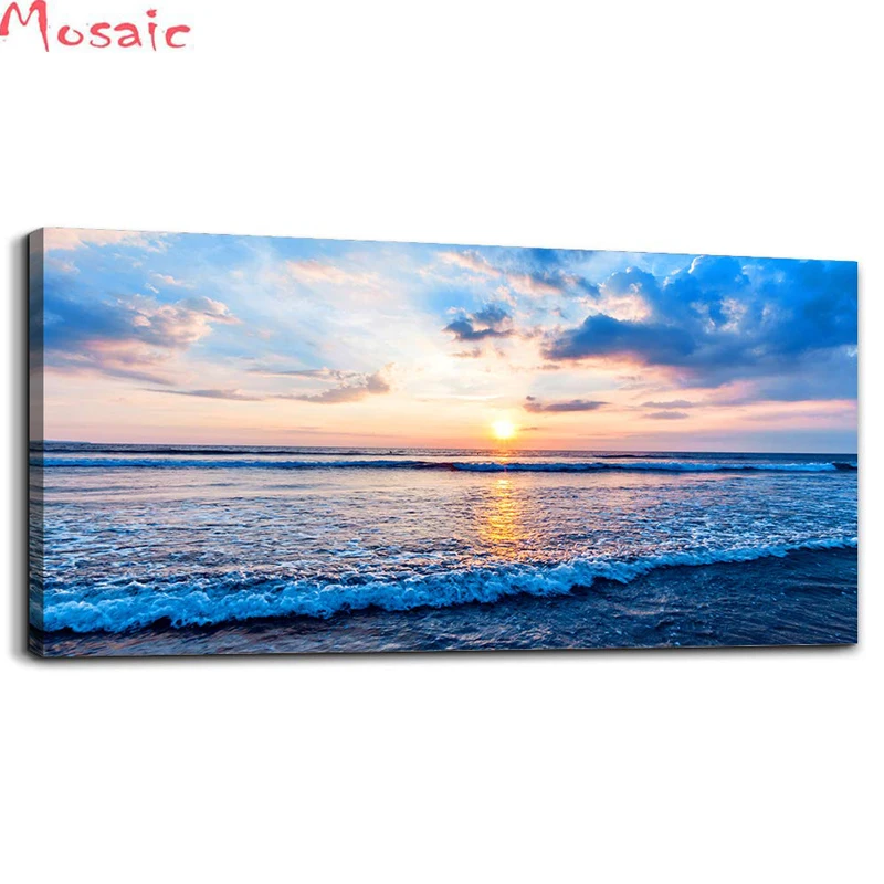 

5D DIY Diamond Painting Blue coast ocean wave landscape Diamond Mosaic Picture Diamond Embroidery Cross Stitch Home Decor
