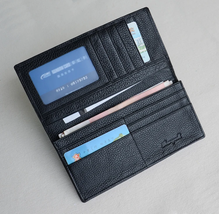 Гарантированный 100% коровья кожа длинный стиль мужской кошелек личи с меткой