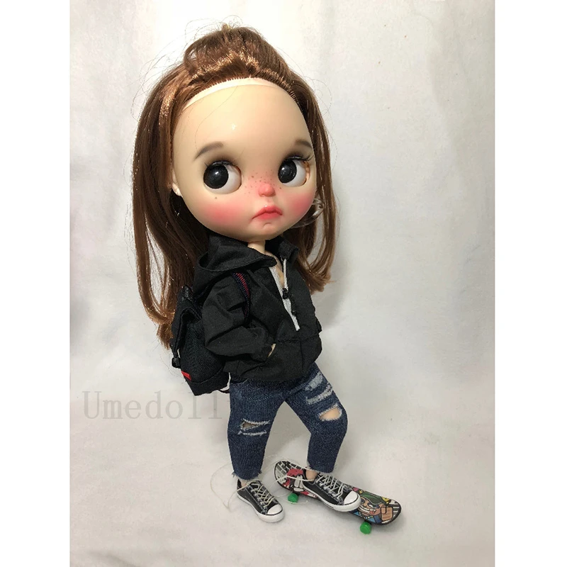 1 комплект модный кукольный Тренч и джинсы наряды для Blyth Azone S ob24 аксессуары