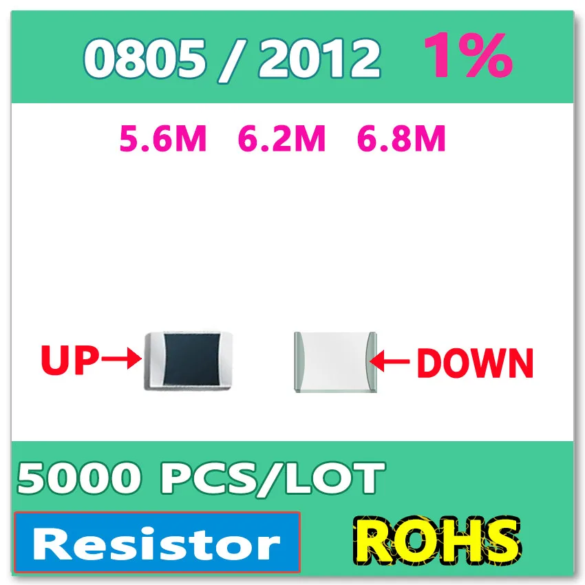 

JASNPROSMA OHM 0805 F 1% 5000pcs 5.6M 6.2M 6.8M smd 2012 Resistor