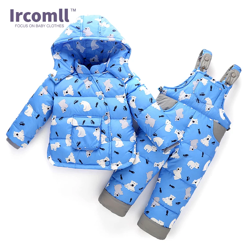 Ircomll 2017 зимний детский комплект из 2 предметов пальто на утином пуху + комбинезоны