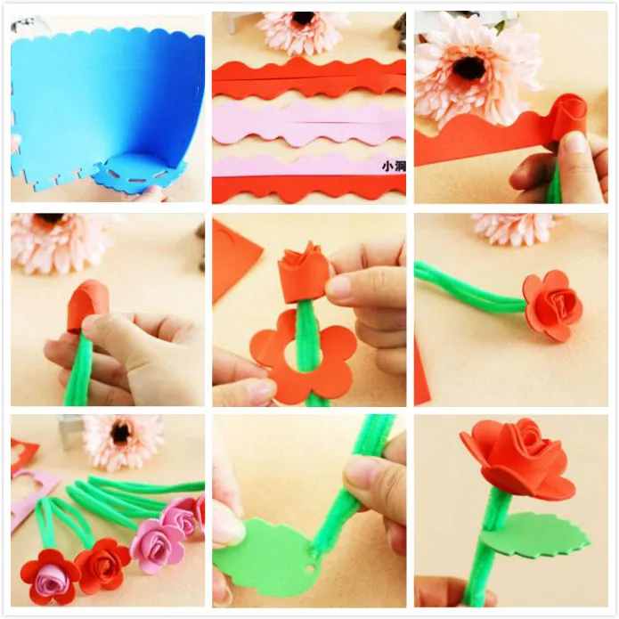 Дети DIY 3D EVA Flower Flowerpot домашнее украшение пазл игрушка подарок Ремесло наборы