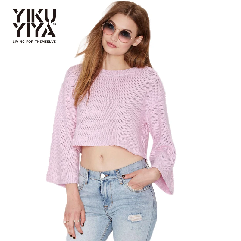YIKUYIYA осень 2017 г. Fahsion Повседневное свободные Mesh Crop Топы корректирующие Для женщин