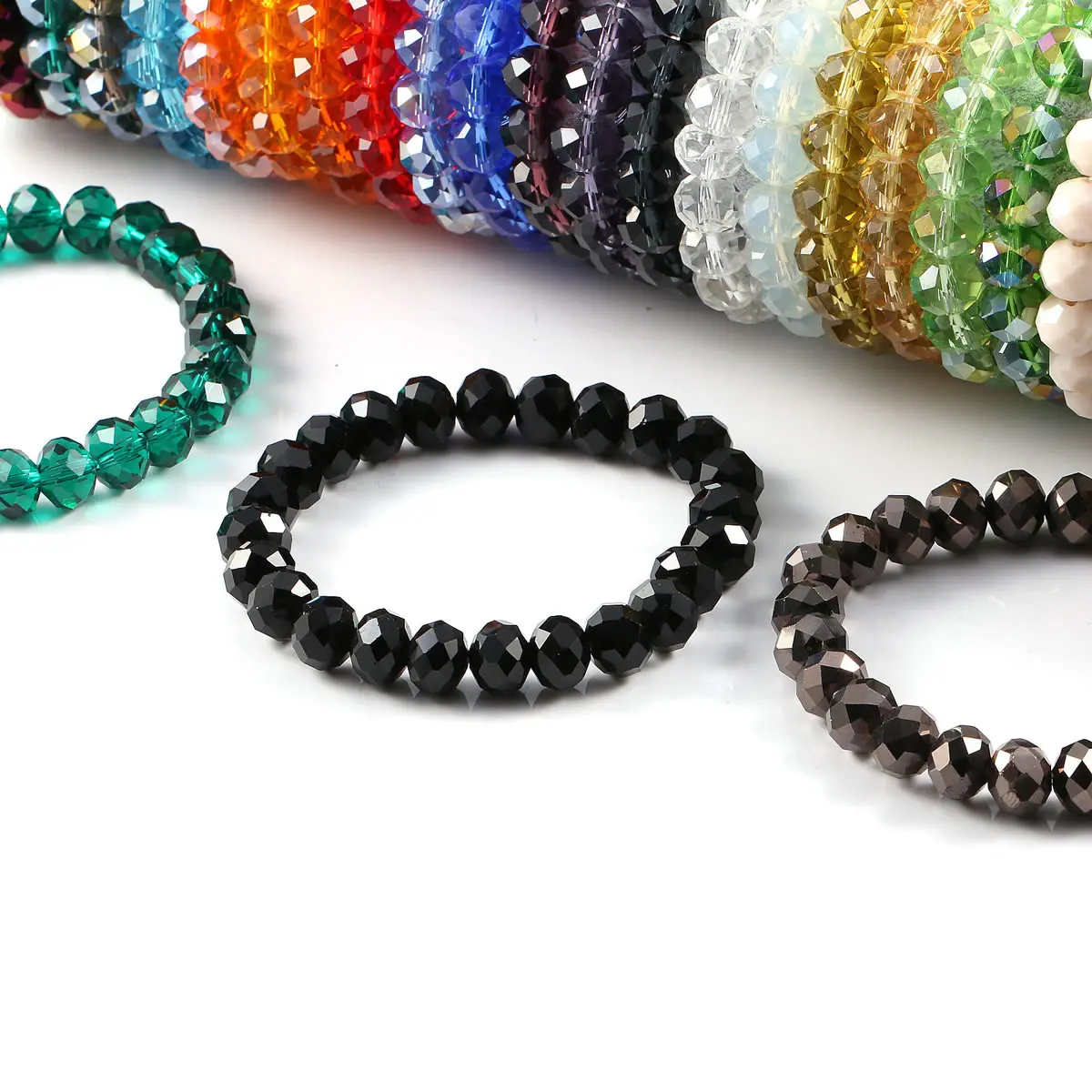 Fashion Colorful 8x10mm Glass Crystal Beaded Bracelets Rope Distance Bracelet Handmade Wrap For women &amp Girls | Украшения и