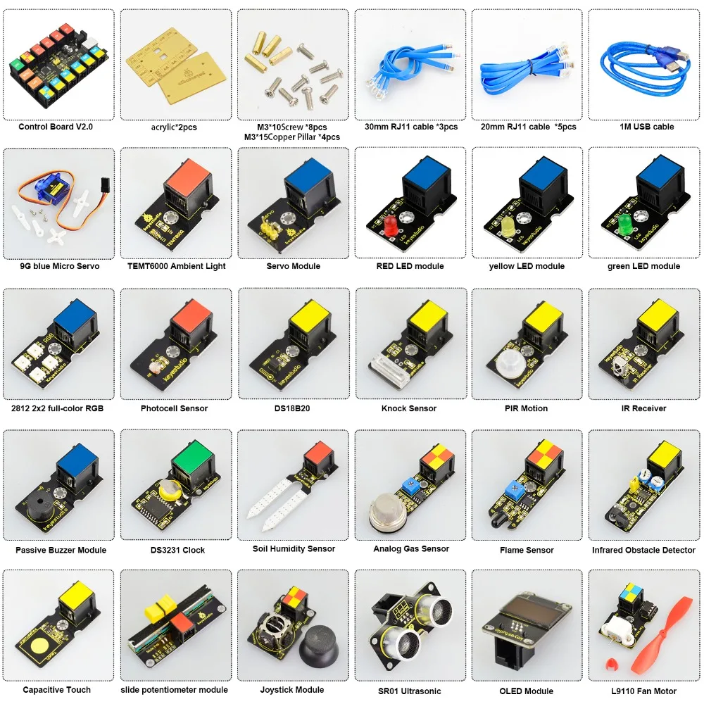 Keyestudio легкий разъем RJ11 Ultimate Starter Learning Kit для Arduino STEM EDU/совместим с Mixly