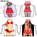 Рождественские Кухонные фартуки, сексуальные забавные фартуки с принтом, фартуки для уживечерние и выпечки, фартуки для женщин и мужчин, Мультяшные фартуки для барбекю CWQ008