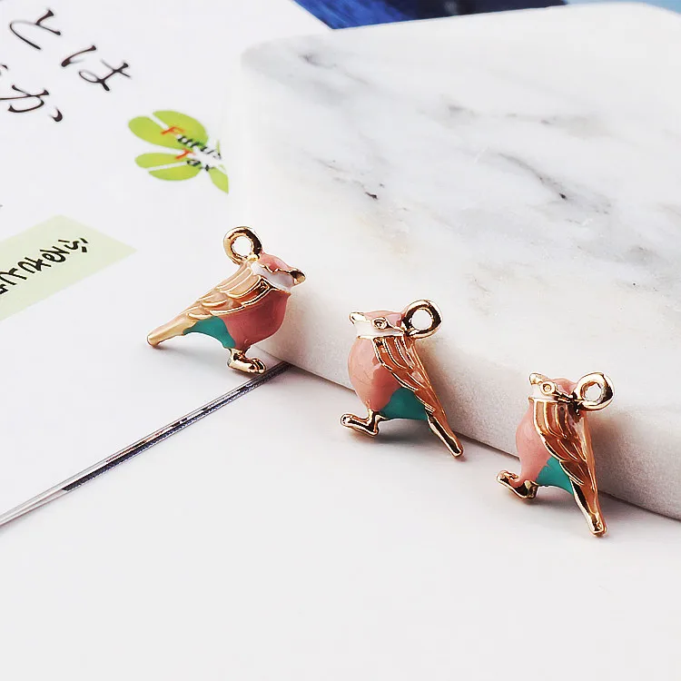 

New style 30pcs/lot cute alloy drop oil bird shape alloy floating locket earring charms diy jewelry key chain/bracelet pendants