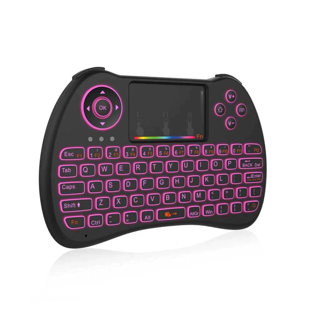 Мини Беспроводная QWERTY клавиатура 2,4 ГГц воздушная мышь с подсветкой умный Многофункциональный тачпад игровая клавиатура для ПК Android tv Box HTPC