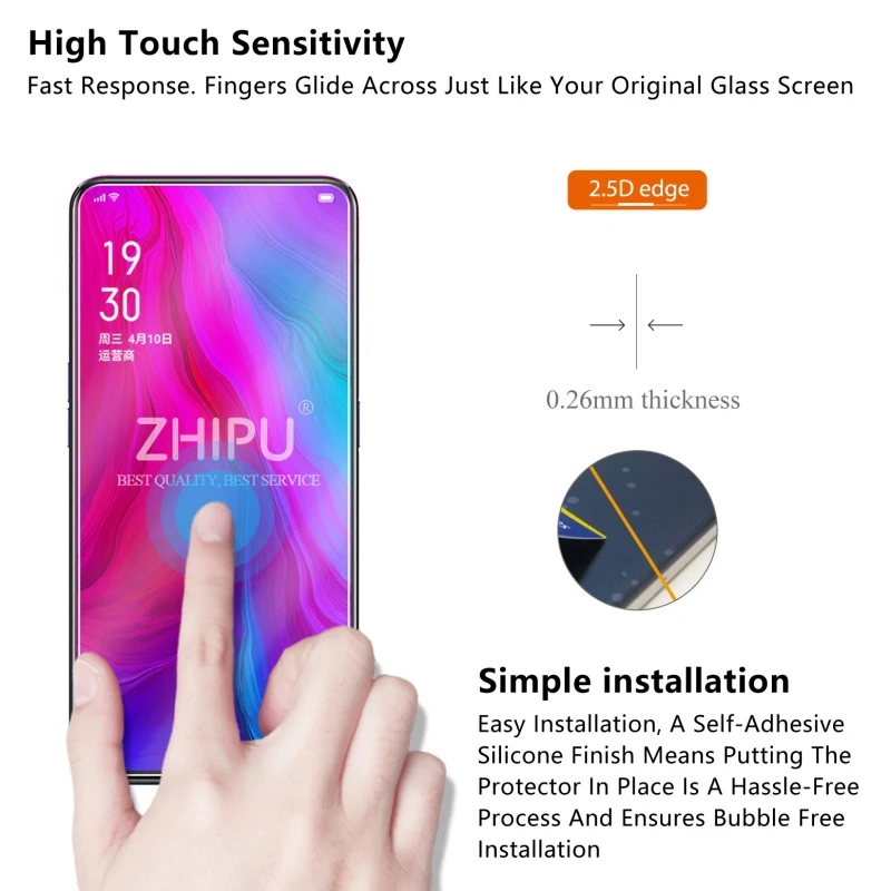 10 шт. закаленное стекло для Oppo Reno протектор экрана 2.5D 9H Премиум Закаленное 6 4