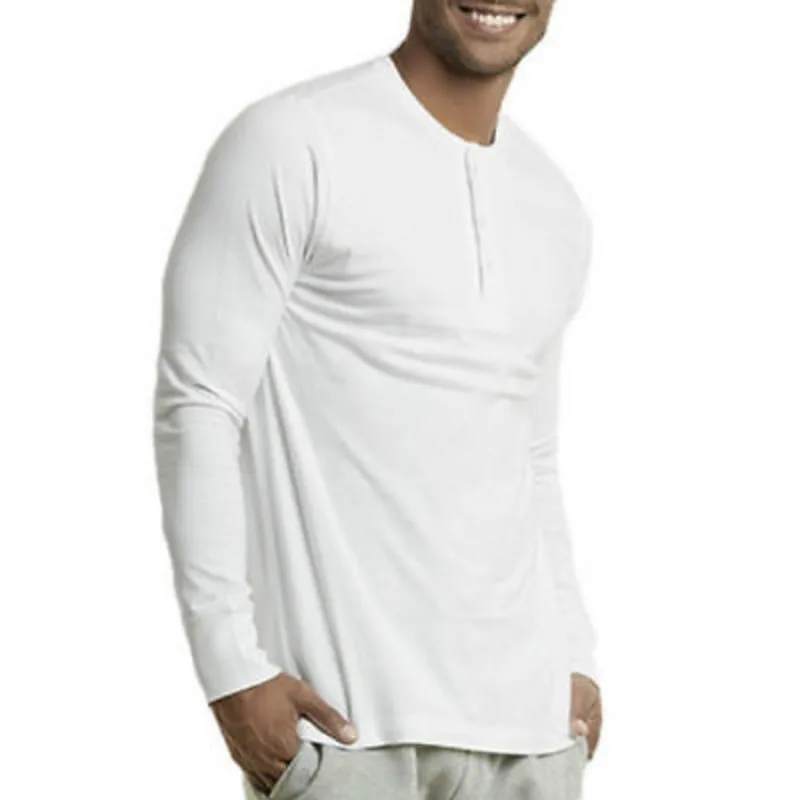 Мужская облегающая футболка с круглым вырезом и длинным рукавом однотонная