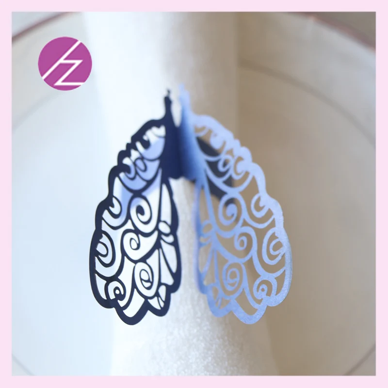 100 шт./лот изысканный лазерная резка Резные Бабочка салфетка с узором Кольцо