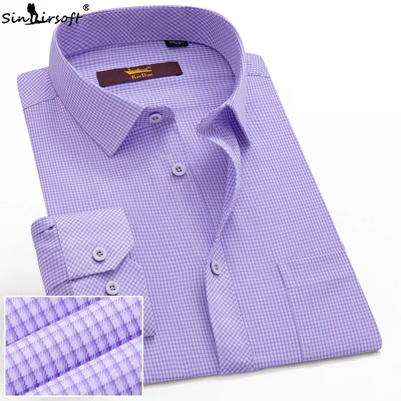 Брендовая однотонная полосатая Мужская рубашка Повседневная мужская хлопковая