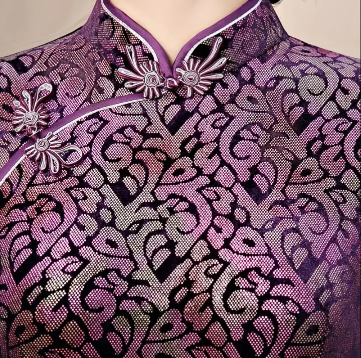 Осень 2019 бархатное платье в китайском стиле для мам винтажное китайское женское