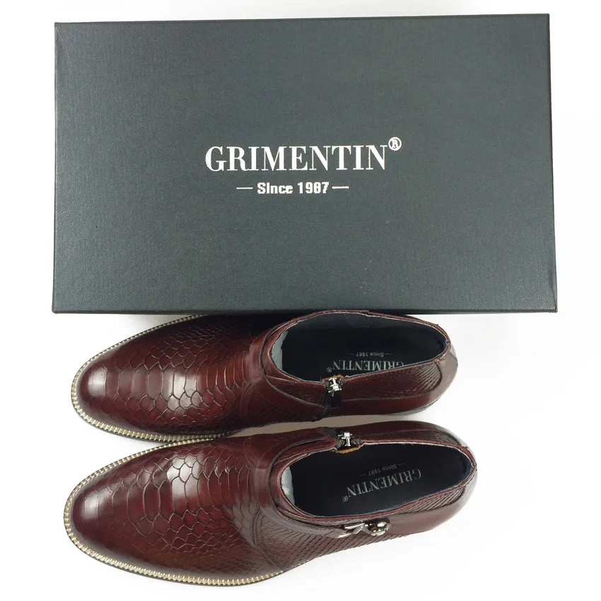 Мужские ботинки GRIMENTIN черные/коричневые повседневные из натуральной кожи на