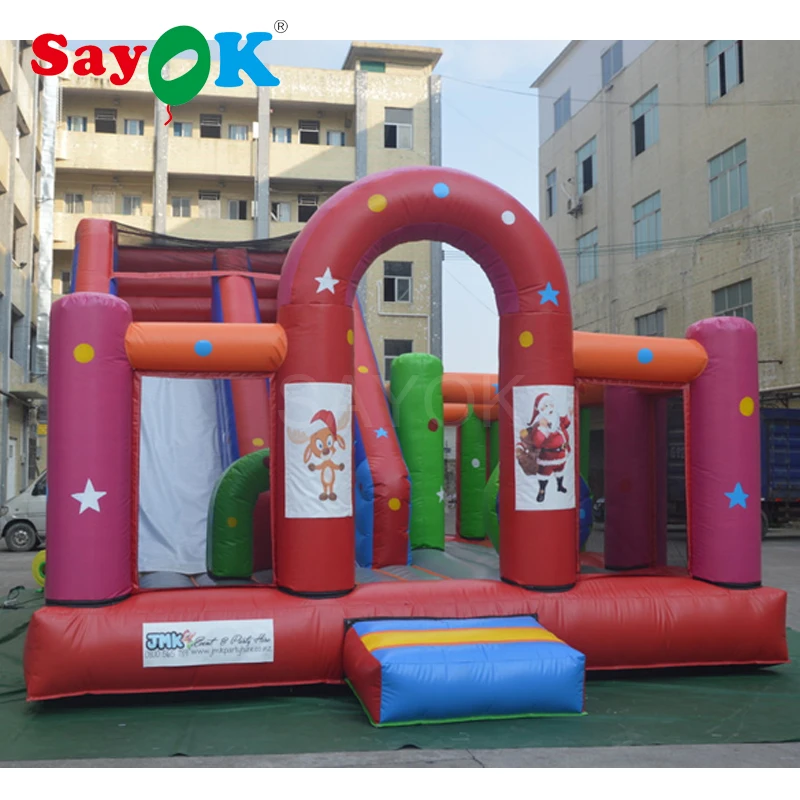 Коммерческая двойная надувная горка с препятствиями для прыжков на открытом