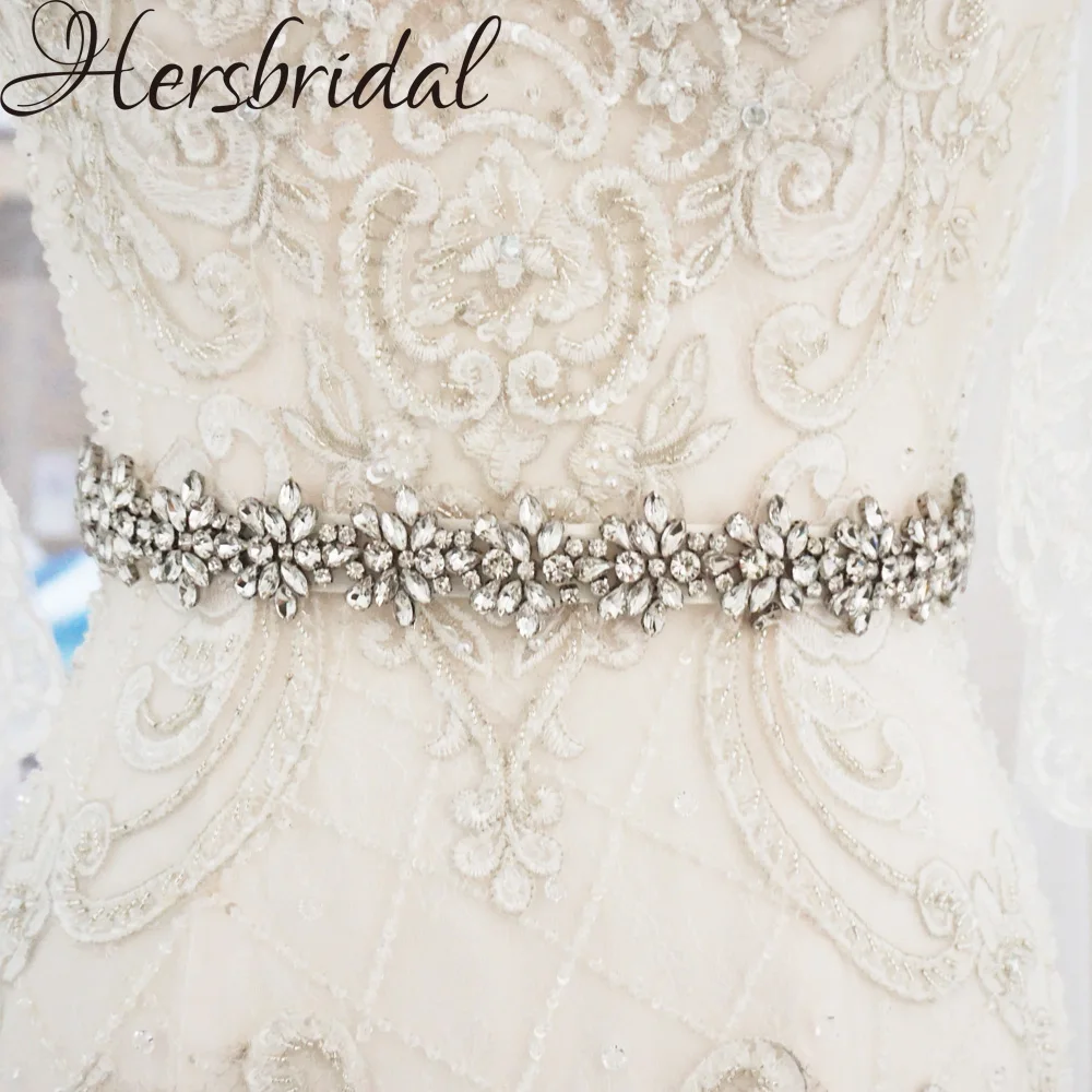 

Silver Skinny Bridal Sash Belt Rhinestone Belt Wedding Dress Accessories